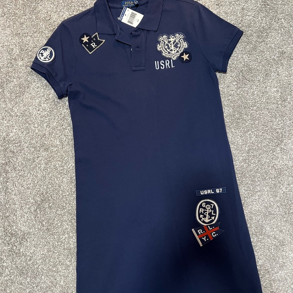 Polo Ralph Lauren Navy Dress with Embroidered Patches NWT
